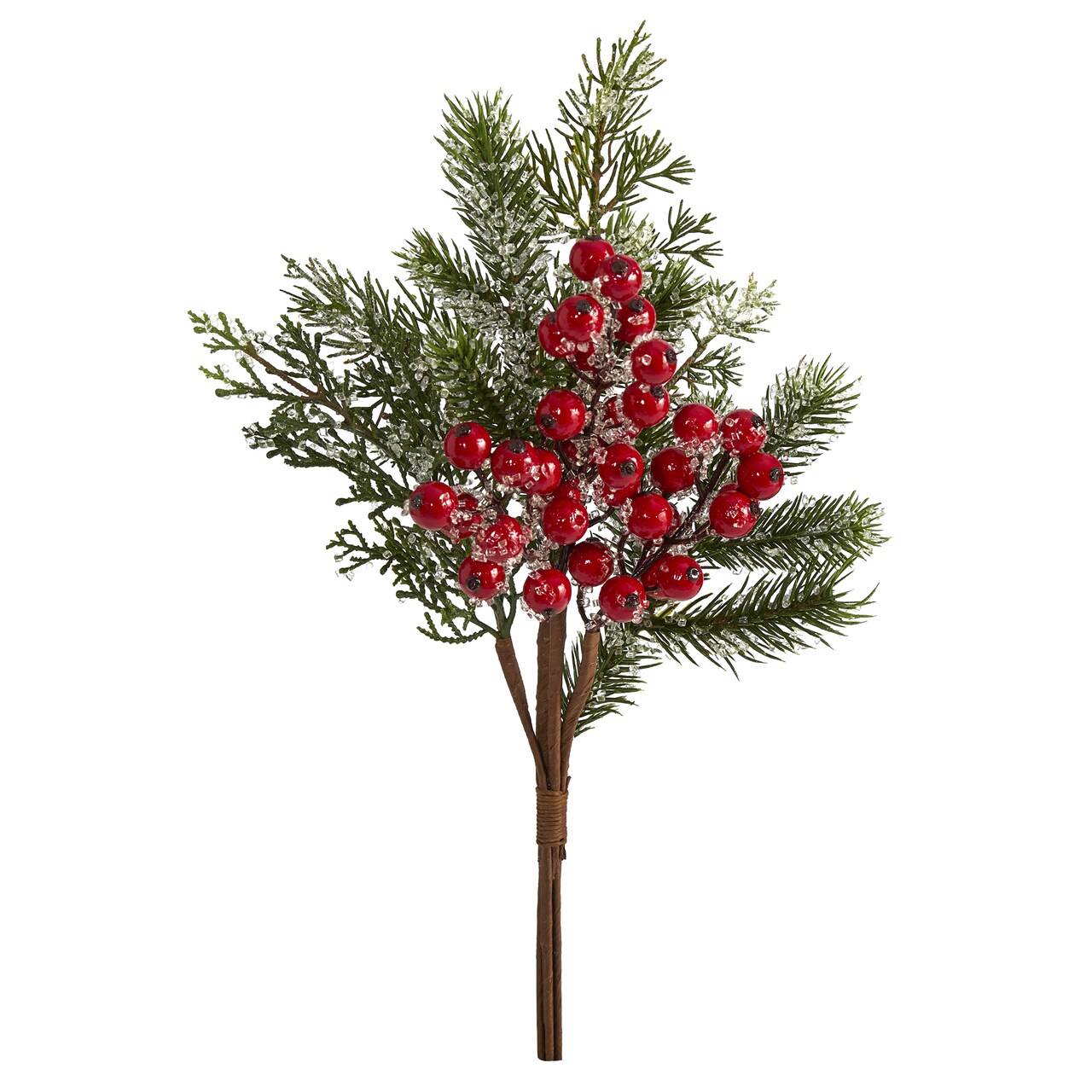 Nearly Natural Set of 4 Frosted Berries and Iced Pine Artificial Plant 20”